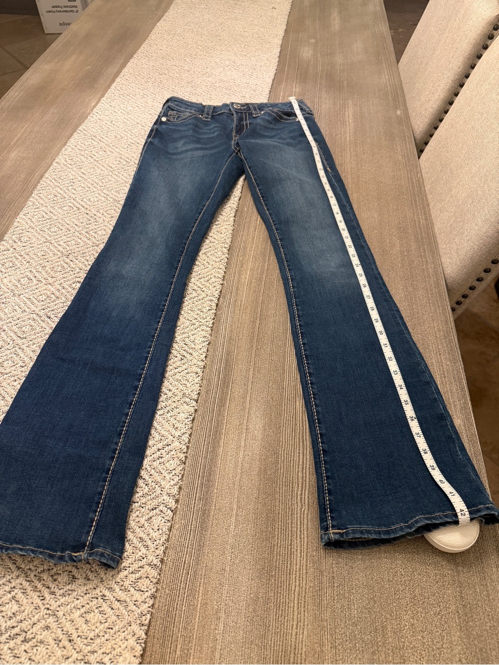True Religion Becca Mid Rise Bootcut Jeans Size 26 Blue Horseshoe Y2K